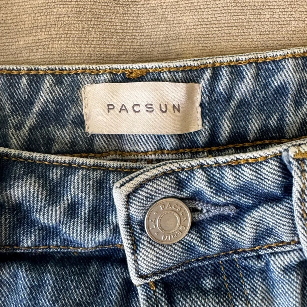 PacSun High Rise Festival Denim Shorts Size 24 | Button Fly Blue Jean Cutoffs